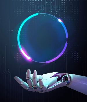 AI robot frame technology, abstract futuristic tech design with blank space AI robot frame technology, abstract futuristic tech design with blank space